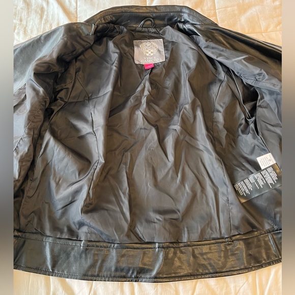 NWT Vince Camuto Asymmetric Zip Faux Leather Moto Jacket L Black - Picture 7 of 15